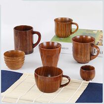 Japanese wooden coffee cup Solid wood retro belly cup Water cup Restaurant insulation wooden cup Tea cup Jujube wood beer cup