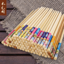 Childrens bamboo and wood chopsticks Household childrens special kindergarten special short practice chopsticks Cute cartoon non-slip chopsticks