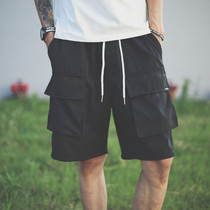 Japanese tooling shorts Mens summer Harajuku fashion brand casual loose pants sports summer five-point pants trend