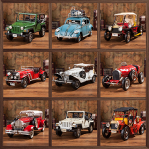 Retro porch decorative ornaments tin car classic car model creative props car handmade iron ornaments