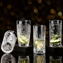 Creative carved glass drink cup pub mojito Cup European heat-resistant teacup juice straight cold drink cup