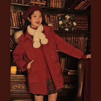 Linjou Lingjiu down cotton jacket womens mid-length black cotton jacket 2021 new winter Korean version of the small man cotton jacket