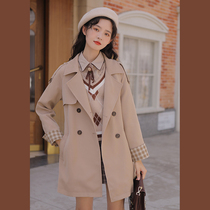 Lingjiu loose retro double-breasted trench coat female little man 2022 new wild popular short coat spring