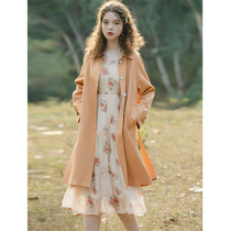 Lingjiu this years popular trench coat womens mid-length British style autumn 2022 new small man coat tide