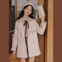 Lingjiu Spring and Autumn Small Short Khaki Trench Coat Women Spring and Autumn 2022 New Coat Versatile Premium Sense Jacket