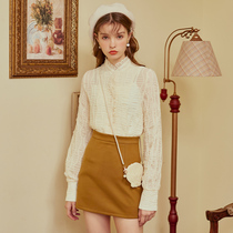 linjou Lingjiu design sense shirt womens autumn 2022 new retro French slim niche top long sleeve tide