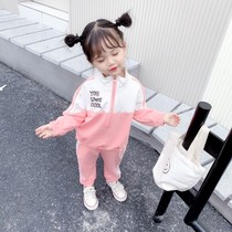 Female baby new Korean version of 1-3 years old infants and children 4 girls spring and autumn suit 8-12 months sports childrens two-piece suit