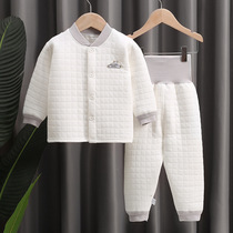 Male and female baby cotton thick three layer warm childrens underwear set clip cotton high waist belly cotton pants baby suit