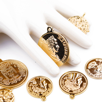 Plated 24K Real Gold Coin Pattern Pendant DIY Jewelry Accessories(2412A)