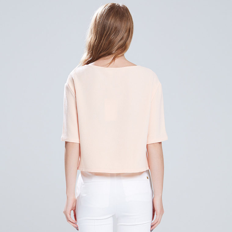 ASOBIO 2015夏季新款女装 休闲纯色方领短款中袖衬衫 4523345877
