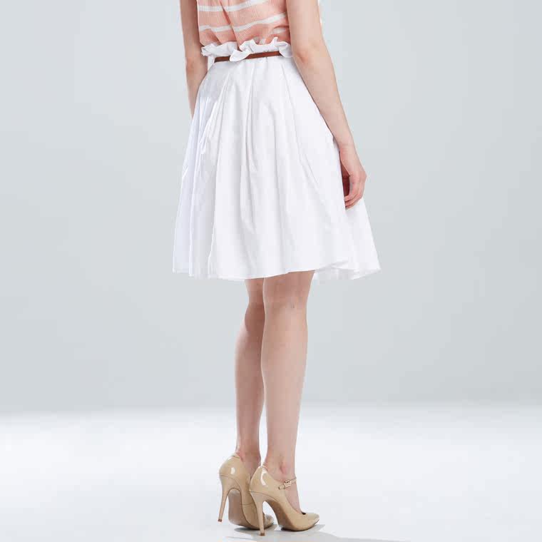 ASOBIO 2015夏季新款女装 甜美百褶纯色全棉女式半裙 4522536617
