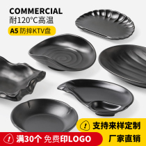 Imitation Porcelain Black Frosted Melamine Cutlery Ktv Refreshment Snack Plate Day Style Cake sushi Snack Dish