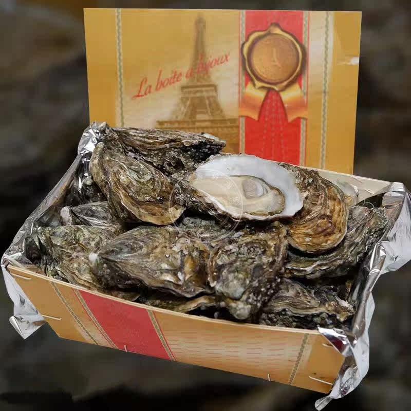 法国原装进口鲜活牡蛎la boite a bijoux红宝石生蚝n原木箱25只件_7折