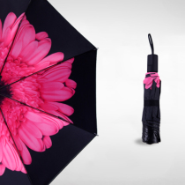 Sunshade small black umbrella black glue anti ultraviolet three fold folding shade parasol sunscreen umbrella umbrella female rain dual use