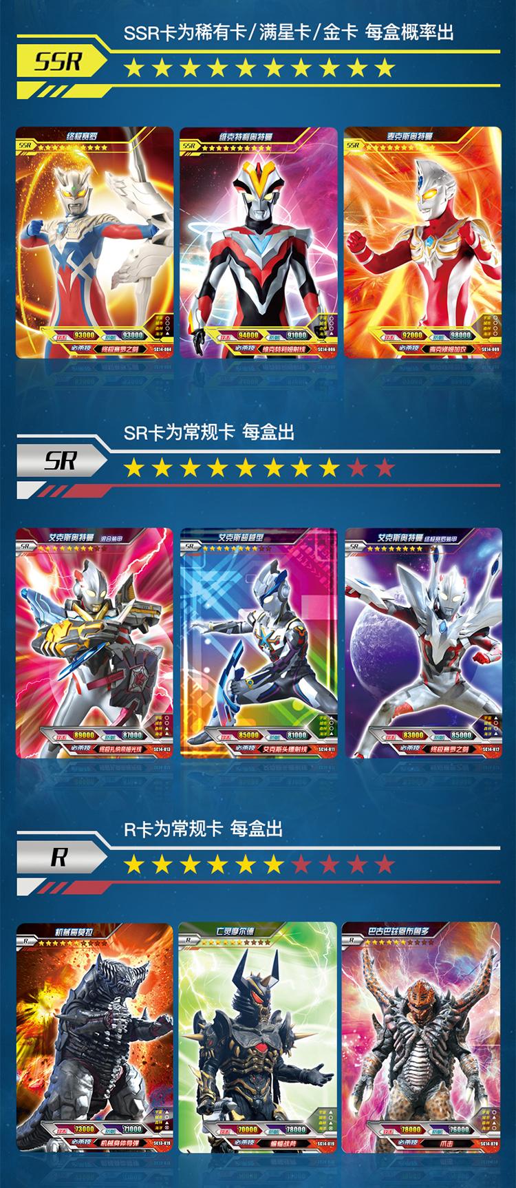 荣耀版第二弹奥特曼卡片单张艾克斯满星金卡全套hr绝版欧布立体卡