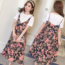 Maternity dress Spring Summer 2018 new pregnant women set tide mother skirt out pregnancy dress two-piece