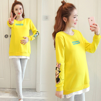 Pregnant womens spring and autumn suit small fashion autumn temperament tide mother foreign style out pregnant women Autumn two sets