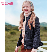 Girls wooden ear down jacket short foreign style childrens clothing childrens fashion 2021 New Winter Childrens coat