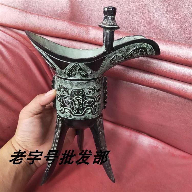 仿古三足帝王酒杯黃銅製造純手工動物造型書房桌面擺件