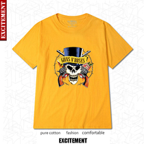 Short Sleeve Mens Clothing Plus Fat Increase Mens Short Sleeve T-shirt Rock Band Gun Flower Gun Rose T Private Booking