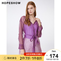 Red Sleeve hopeshow Long Top Summer New Women Womens Solid Color Lace Up Waist Long Sleeve Slim V-neck Shirt