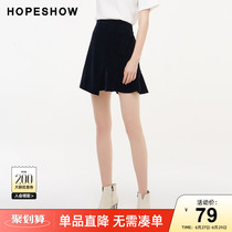 hopeshow skirt womens red sleeves spring and autumn new wild thin solid color irregular short skirt