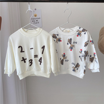 2021 autumn new boy Joker sweater children Spring and Autumn pullover sweater baby print jacket foreign style childrens clothing