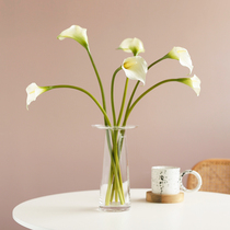 ladylike feel Calla Lily fake flower decorated with sea Taro decorative flower arrangement glass vase living room