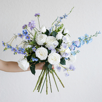 ladylike Zhi Meijia flower arrangement simulation flower with grass hand holding flower diy material hand decoration fake flower bouquet