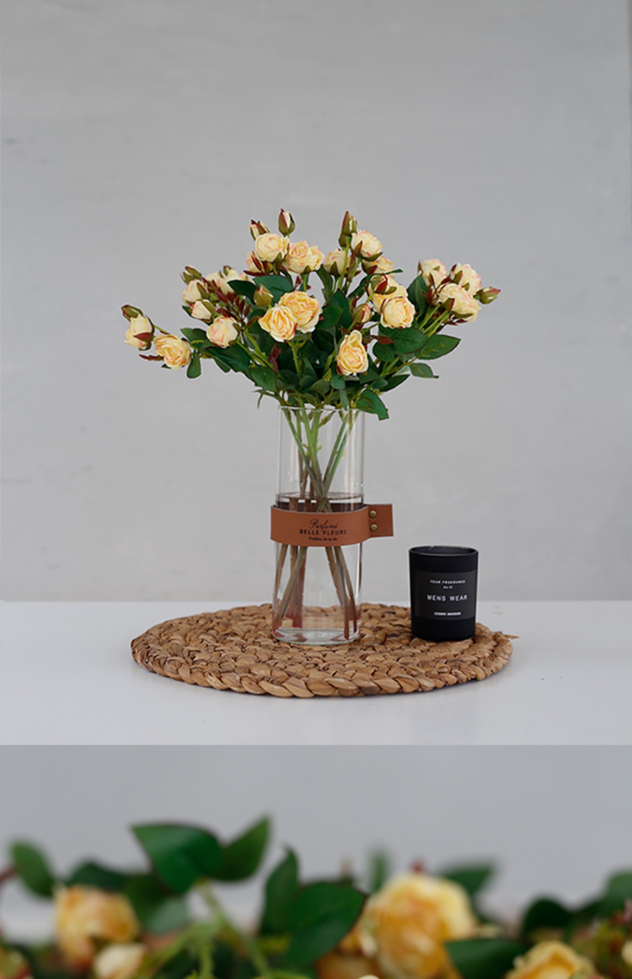 ladylike 蔷薇玫瑰花瓶摆件 客厅 插花 绢花装饰花假花仿真花套装