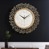 Nordic Shell Wall Clock Personalized Creative Classy Light Luxury Wall Clock Living Room Household Wall Silent Skeleton Watch