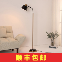 Floor lamp Living room light luxury bedroom American simple net red ins wind vertical Nordic minimalist all Copper floor lamp