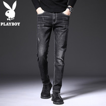 Floral Playboy jeans Mens swarm with small leggings Youth Korean version Tide Cards Stretch Casual Pants Boomer Pants