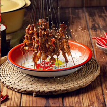 Traditional printed old nostalgic enamel disc 16 18 20 22 24 26cm hot pot string theme hotel