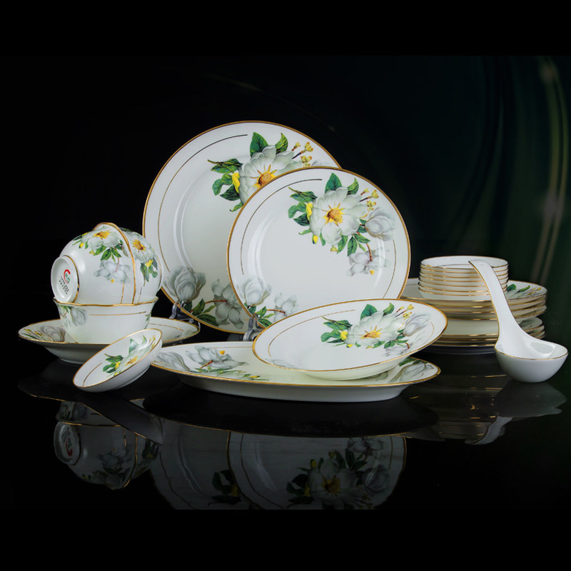 Jingdezhen ceramic tableware suit to use of European style up phnom penh dishes household contracted style bowl dishes suit combinations