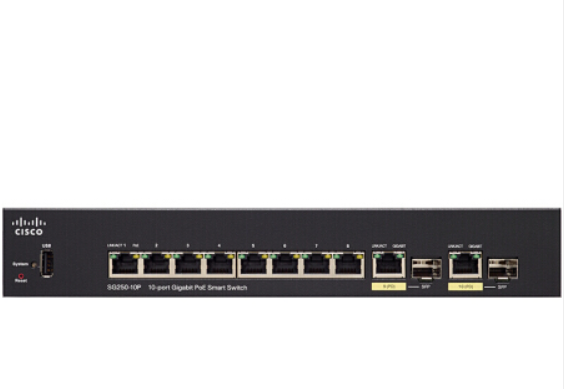 思科 cisco sg250-10p-k9-cn  8口千兆poe交换机可管理62w功率 正品 5年质保