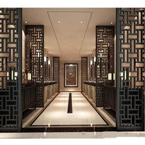 Partition hollow carved metal titanium rose gold living room hotel modern minimalist Chinese stainless steel screen porch