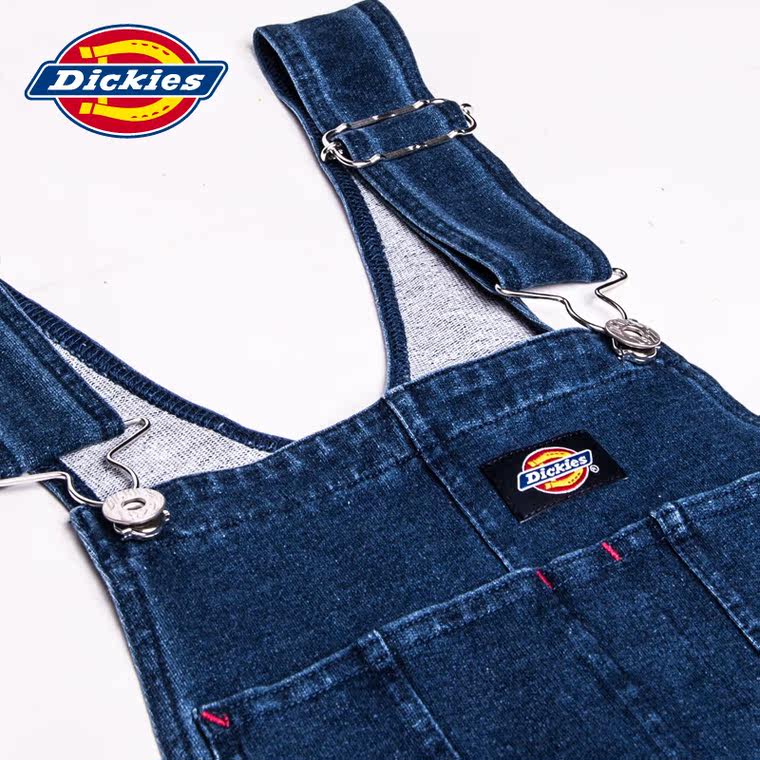 Dickies15秋季新款女装浅靛蓝色毛圈布背带裤153W30WD32