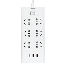 Deli 18284 anti-electric shock tow line board 6 holes safety socket 2 meters line plug board wiring board row plug plug board