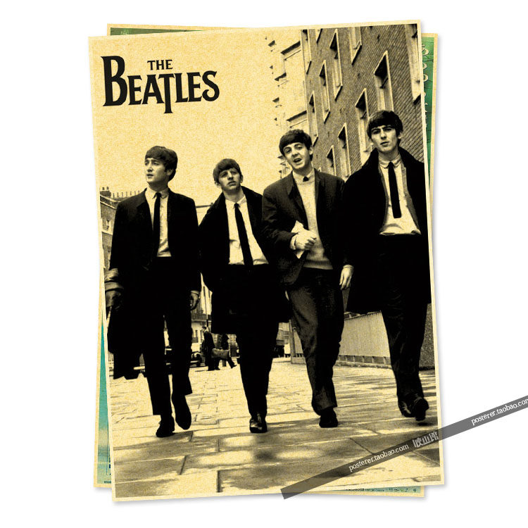 the beatles 甲壳虫乐队怀旧装饰画画芯牛皮纸海报酒吧咖啡馆挂画