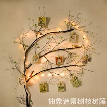 Simulation Tree Vines Withered Branches Dry Leaves Indoor Decoration Plant Vines Wall Wall-mounted Background Wall Fabrication LED Lights
