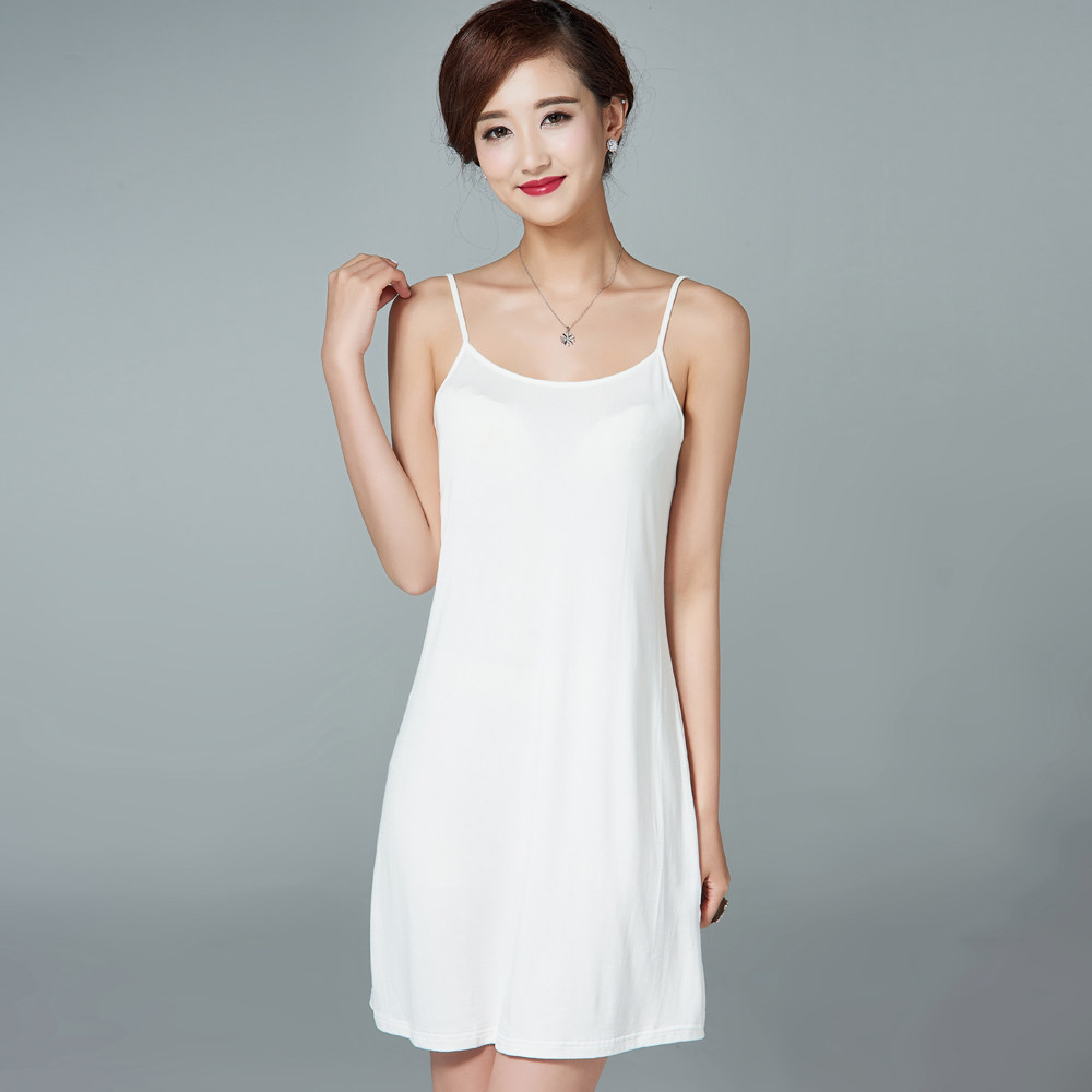 真丝吊带背心女夏2016中长款纯色修身百搭针织桑蚕丝打底衬裙睡裙