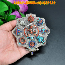 Nepal pure handmade silk 925 silver eight auspicious Manjusri Bodhisattva gawu box kagwu box width 10 7cm