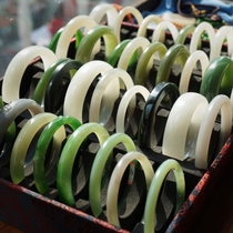 Ming Zhen Jewelry Hetian Jade Jasper White Jade Jade sugar white blue and white features womens tire jade bracelet