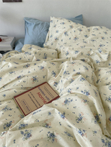 Pears Dream homemade Spring Chaoyang ~ 40 Crushed Flowers Pure Cotton Four Sets Full Cotton Linen Quilt Cover Bed Hat Bed