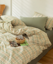 Pear dream Nordic style pure cotton water wash cotton four-piece cotton sheet quilt cover simple yarn-dyed new plaid bedding
