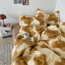 Pears Dream Homemade Caramel Taste of the Bear ~ 40 Cute Pure Cotton Four Sets Full Cotton Linen Quilt Cover Bed