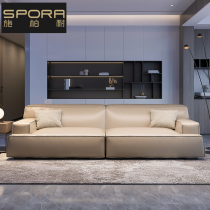 Spainai Nordic leather sofa double three-person four-person in-line modern simple small apartment living room sofa