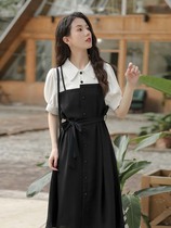 Small Black Dress Temperament Skirt Woman Summer Long Skirt Style Shirt Skirt Heben Windward Black Tandem Dress 2021 New