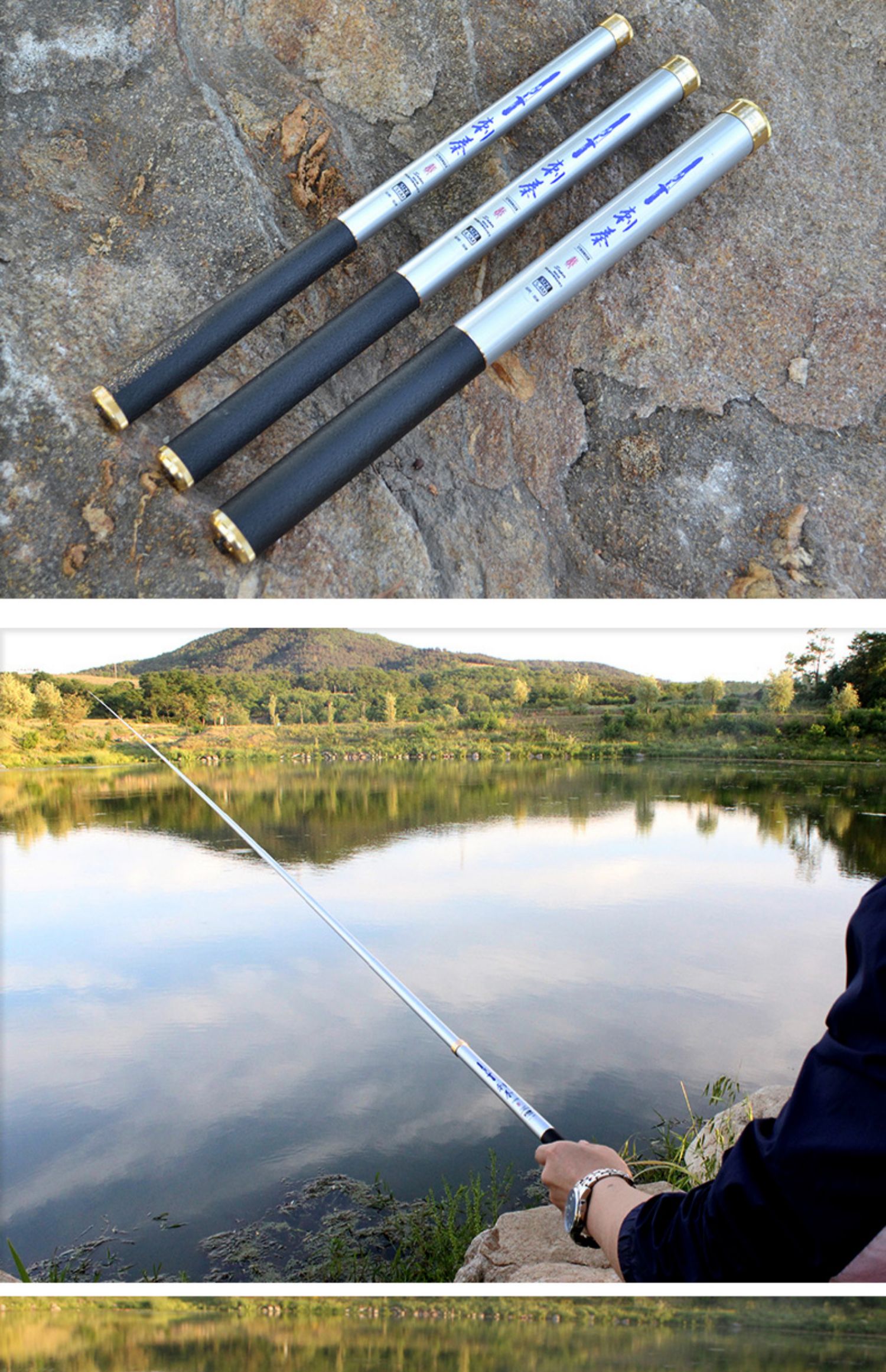 超短节鱼竿手竿超硬超短节迷你小鱼竿袖珍手杆戴家鱼杆钓鱼竿33cm